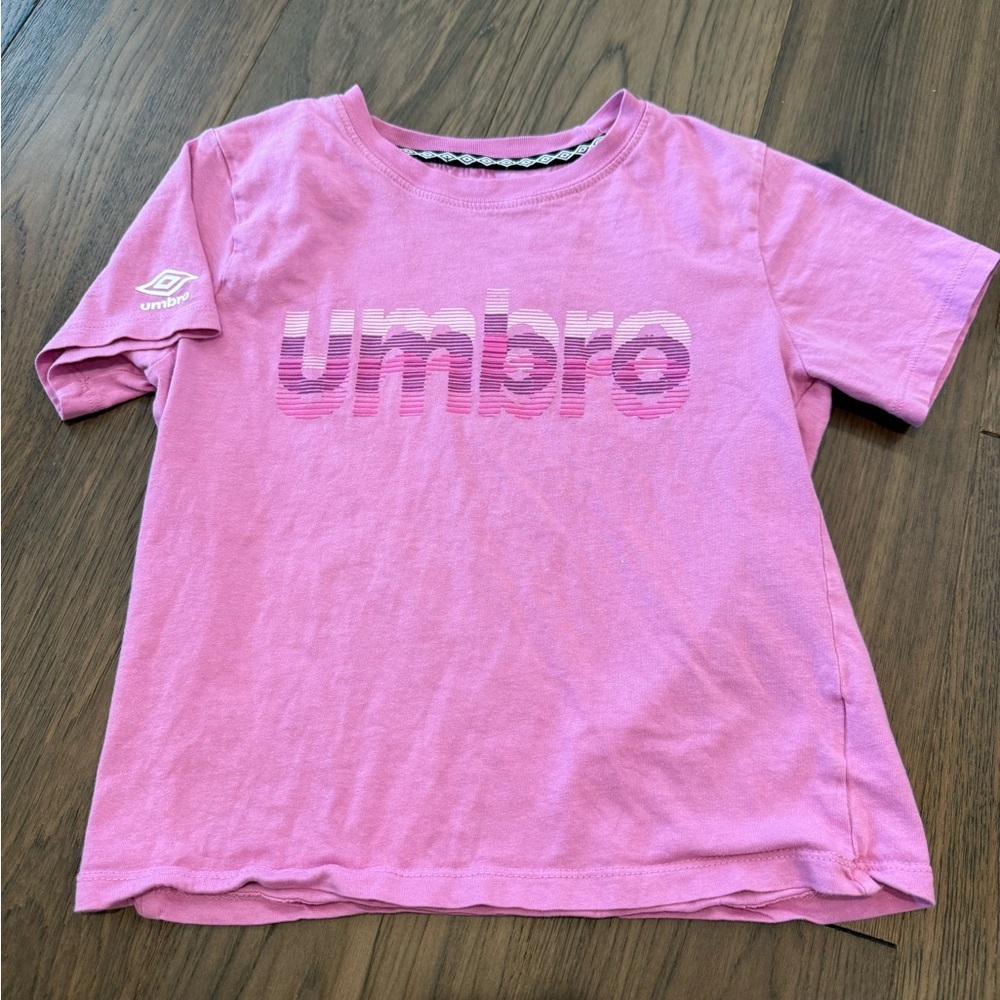Umbro Pink Graphic Tee Soccer Girls Size Large